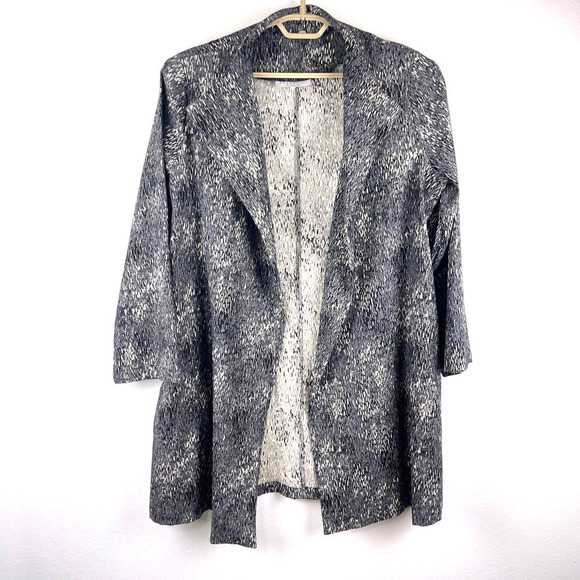 Bryn Walker Grey Space Dye Textured Cotton Long Line Coat Jacket Women's Medium - Picture 1 of 10